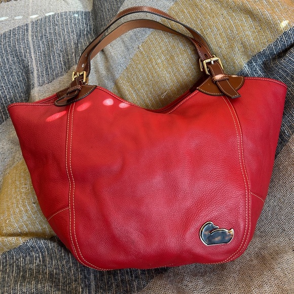 Dooney & Bourke Handbags - Dooney & Bourke Red Leather Hobo w/Brown Trim EXCELLENT RARELY USED CONDITION